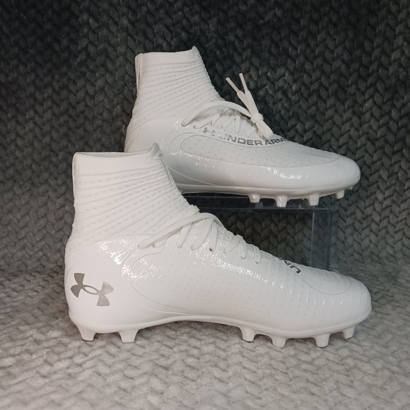 Under Armour Men's UA Highlight 2 MC Knit Football Cleats 3027304-100 White Sz 8 - Picture 1 of 11